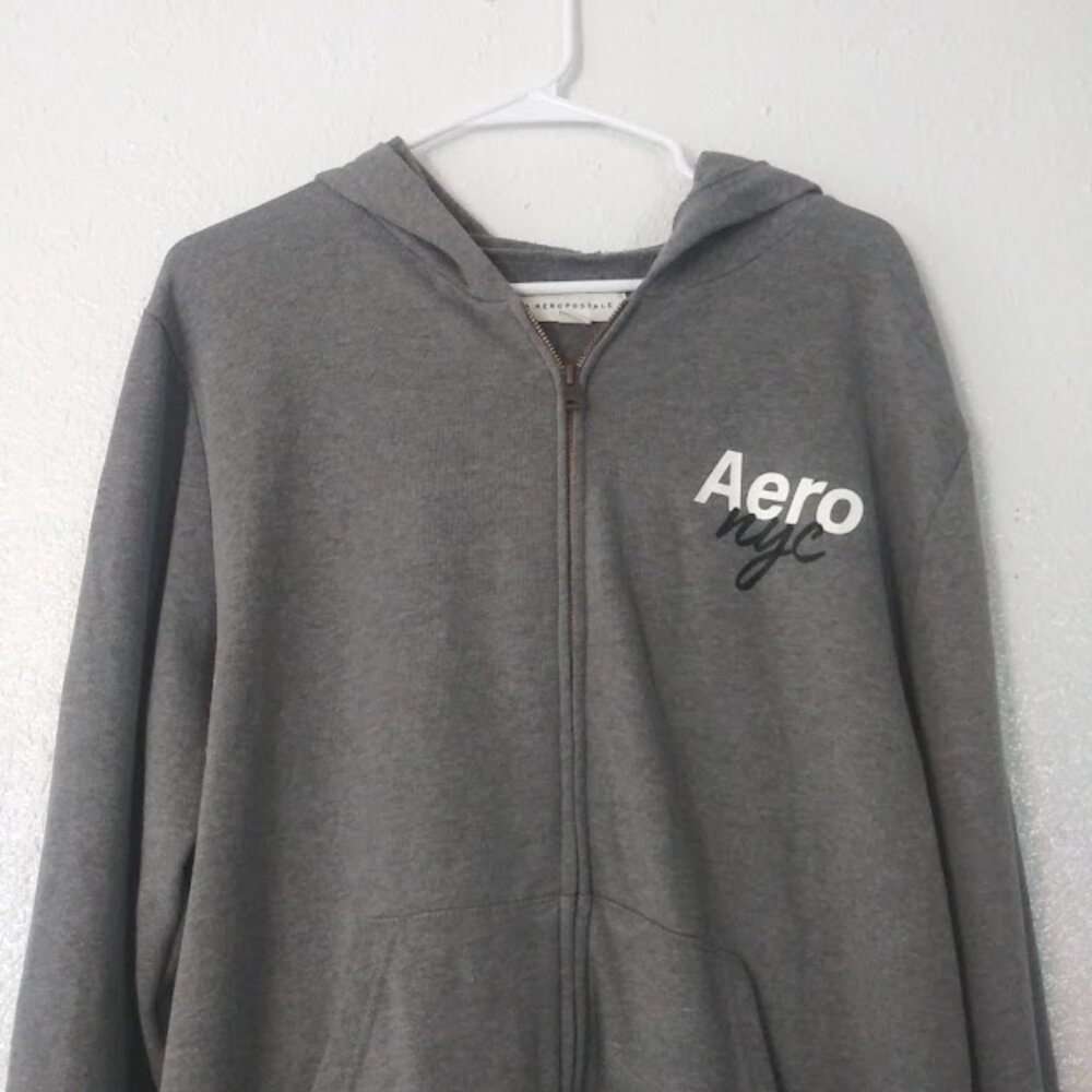 Aeropostale  Men's size L gray and white hoodie sweatshirt - Picture 2 of 14